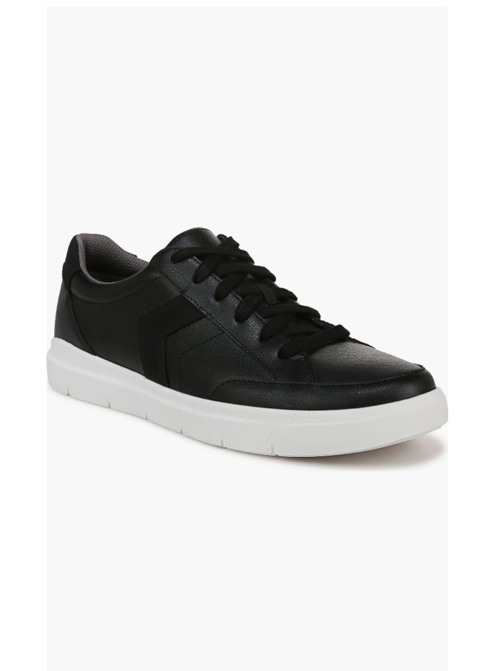Dr. Scholl’s Madison Low Top Sneaker Black Leather White Sole Men’s 10